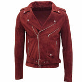Men Native American Suede Leather Motorcycle Fashion Jacket Red