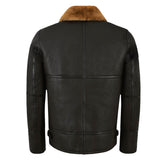 Shearling Aviator Black Bomber Leather Jacket Men's | Jacket Hunt