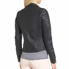Load image into Gallery viewer, Slim Fit Black Classic Motorcycle Leather Jacket Women
