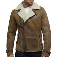 Load image into Gallery viewer, Vintage Aviator Rust Brown Distressed Leather Shearling Bomber Jacket - Jacket Hunt
