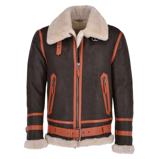 Vintage Brown Aviator Shearling Pilot Leather Jacket Mens | Jacket Hunt