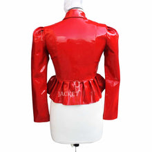 Load image into Gallery viewer, Women Hot Red Frock Vinyl PVC Leather Mini Dress Jacket
