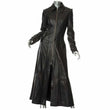 Women Matrix Long Length Genuine Leather Coat | Corset Laces Back