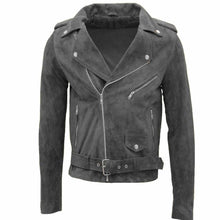 Load image into Gallery viewer, Men Native American Suede Leather Motorcycle Fashion Jacket Black
