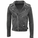 Men Native American Suede Leather Motorcycle Fashion Jacket Black