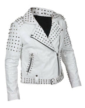 Load image into Gallery viewer, Women Brando Studs Leather Jacket | Plus Size Motorcycle Leather Jacket
