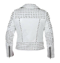 Load image into Gallery viewer, Women Brando Studs Leather Jacket | Plus Size Motorcycle Leather Jacket
