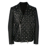 Customized Silver Studded Fashion Leather Jacket Men | Made To Order Leather Jackets