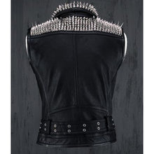 Load image into Gallery viewer, Men Silver Studded Leather Vest Party Wear Winter Summer
