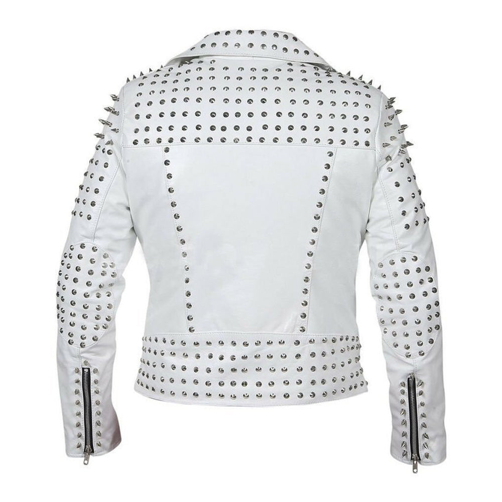 Women Brando Studs Leather Jacket | Plus Size Motorcycle Leather Jacket
