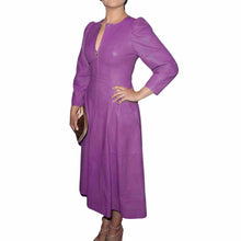 Load image into Gallery viewer, Women Cocktail Party Mini Genuine Leather Dress Purple
