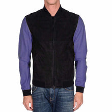 Load image into Gallery viewer, Letterman Varsity Leather Motorcycle Fashion Jacket Mens Purple
