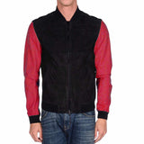 Letterman Varsity Leather Motorcycle Fashion Jacket Mens Red