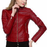 Women Slim Fit Motorcycle Fashion Leather Jackets - Jacket Hunt