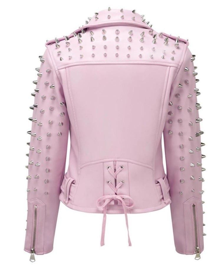 Hot Pink Studs Leather Jacket | Women Plus Size Punk Jacket