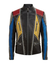 Load image into Gallery viewer, Men Handmade Multi color Philipp Full Studded Leather Jacket
