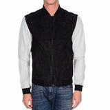 Letterman Varsity Leather Motorcycle Fashion Jacket Mens White
